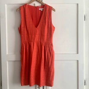 Coral/orange sleeveless dress with pockets - size 8